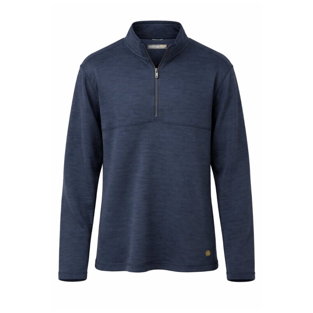 NWOT Solaris Navy/Blue Heather Men's Mock Collar Pullover w/zipper XL